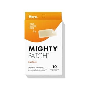 Mighty Patch Surface from Hero Cosmetics - Hydrocolloid Spot Patch for Body, Cheek, Forehead, and Chin, Vegan-friendly and Not Tested on Animals (10 Count)